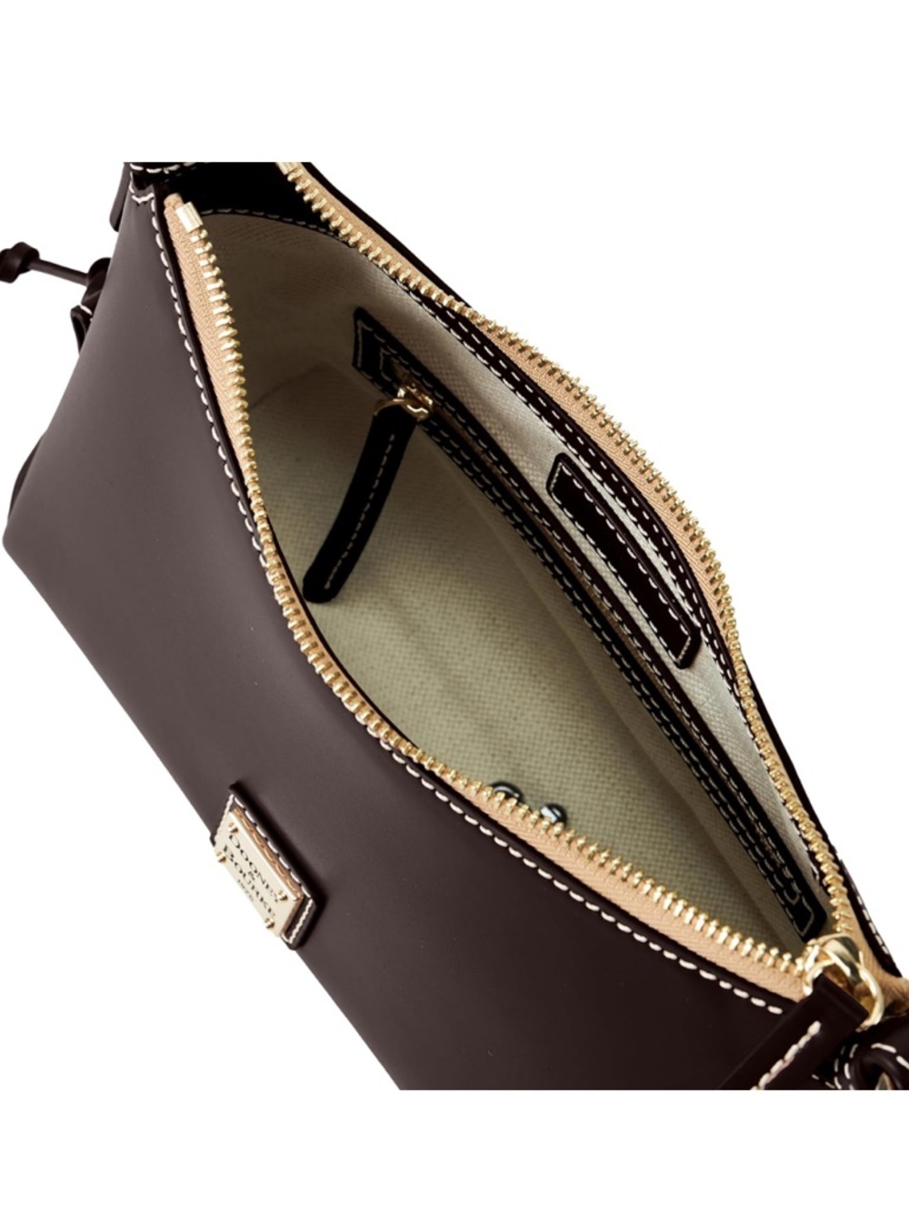 New Dooney & Bourke Dark Brown Leather Penrose Hobo Crossbody 22 with Gold - Picture 3 of 4